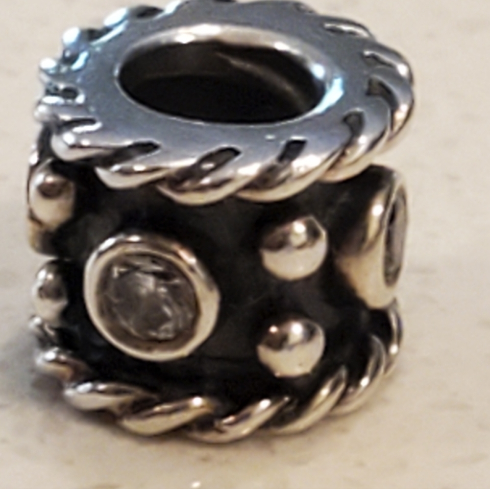 PANDORA Retired Sterling Silver Oxy Crown with Clear Zirconia 925 ALE CHARM BEAD - Picture 7 of 9